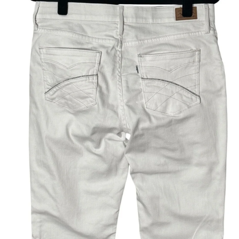 Levis 525‎ Perfect Waist Bootcut Jeans Womens 12M White Stretch Denim